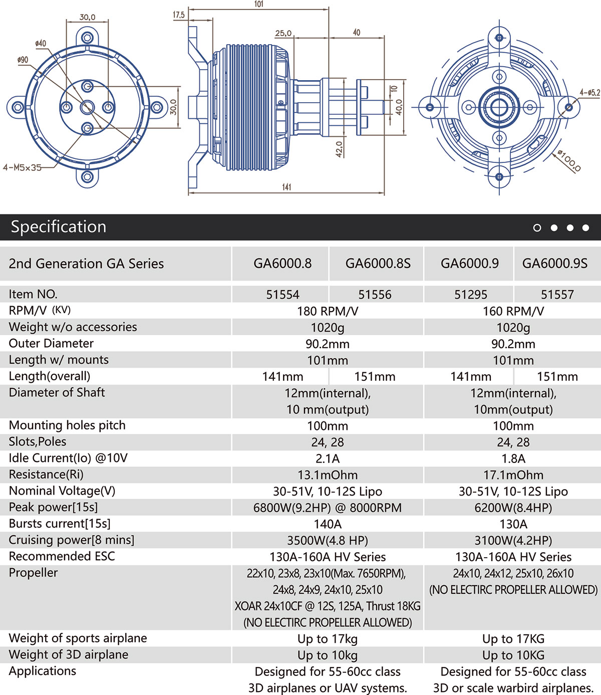 GA6000S Specifications